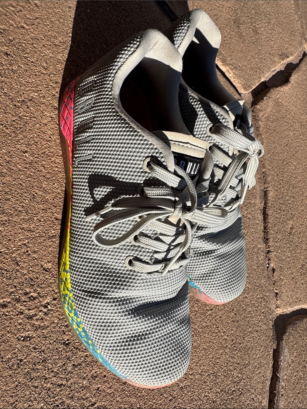 MENS NOBULL Light Gray Athletic Shoes with Multicolor Sole